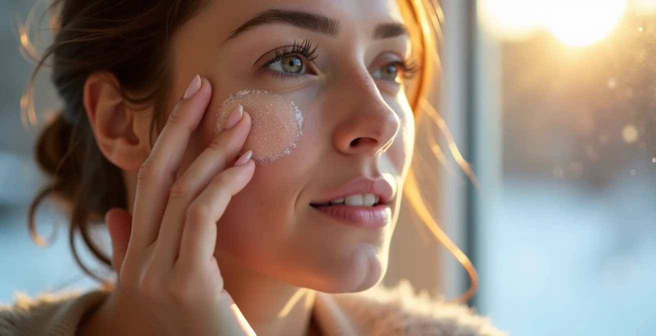 Applicazione corretta della protezione solare sul viso in inverno