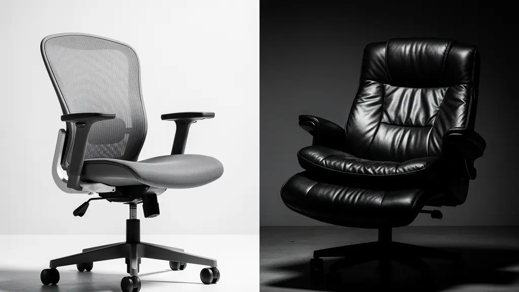 Sezione laterale comparativa tra sedia ergonomica certificata e poltrona direzionale economica