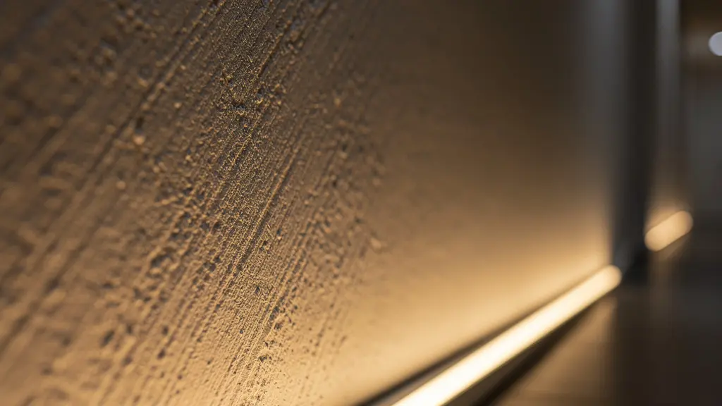 Corridoio con illuminazione LED radente lungo le pareti che amplifica lo spazio